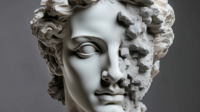 Digital transformation of classical sculpture: erosion into modern geometric form