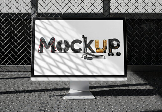 Computer Monitor Mockup Industrial Background