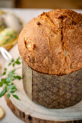 Traditional Easter Kulich Bread Rustic Close Up