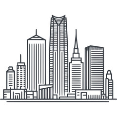 Fototapeta premium Oklahoma City Skyline Outline Vector