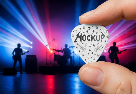 Guitar Pick Held In Fingers Mockup