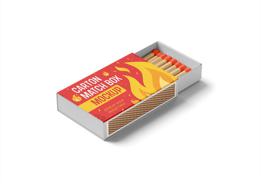 Open Matchbox With Matches Mockup