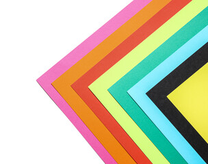 Obraz premium Row of colorful paper sheets on white background