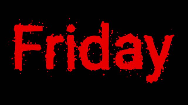 Friday red bloody letters animated on black background