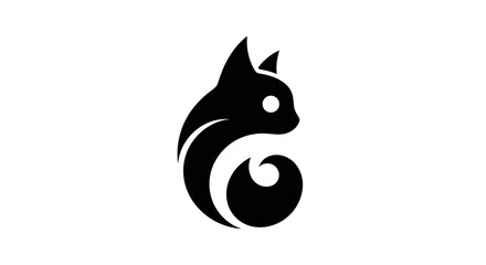 Fototapeta premium Black cat silhouette design on white background
