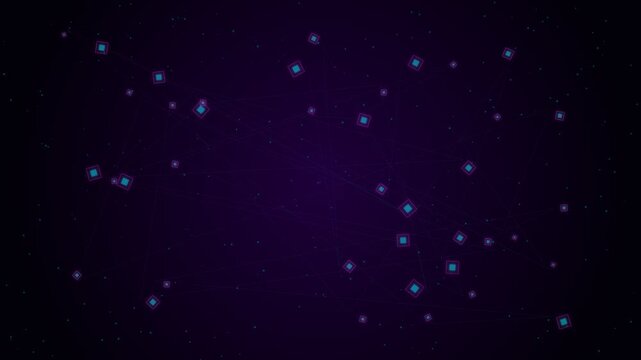 Neural Data Lattice Background with Glowing Quantum Particles and Abstract Geometric Nodes in Deep Tech Motion Graphics