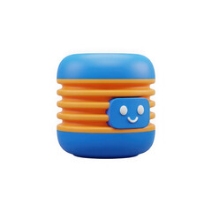3D cartoon character, happy face, stacked cylinders, isolated on black