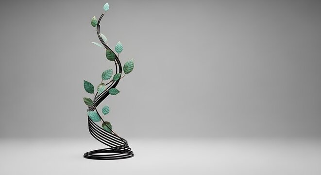 Modern Abstract Sculpture with Twisted Metal Design.