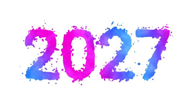 2027 new year colorful calendar animation white background