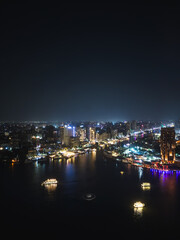 Fototapeta premium Cairo Skyline Sparkling at Night with Lights Across the City