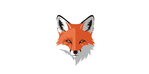 Fototapeta premium Flat design of a bright orange fox head vector illustration on plain background 