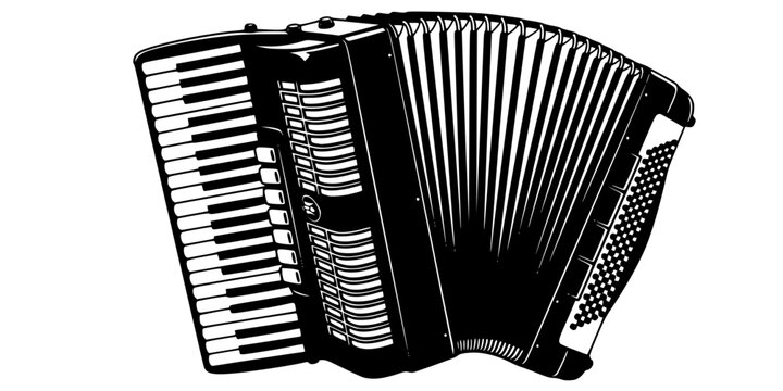 Single black accordion silhouette isolated on white background
