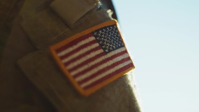 American Flag Patch of a Soldier During Memorial Day Celebration