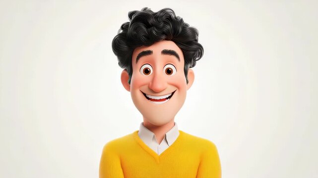 Smiling Animated Character: A friendly cartoon character, exuding warmth and approachability, stands centered. This image perfectly captures the essence of happiness and jovial vibes.