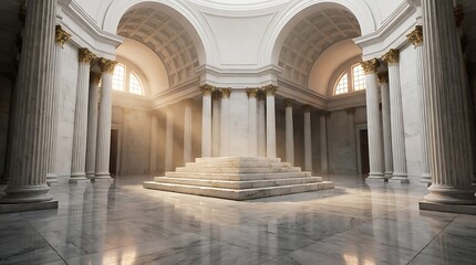 Obraz premium Elegant interior of a grand white marble building with columns