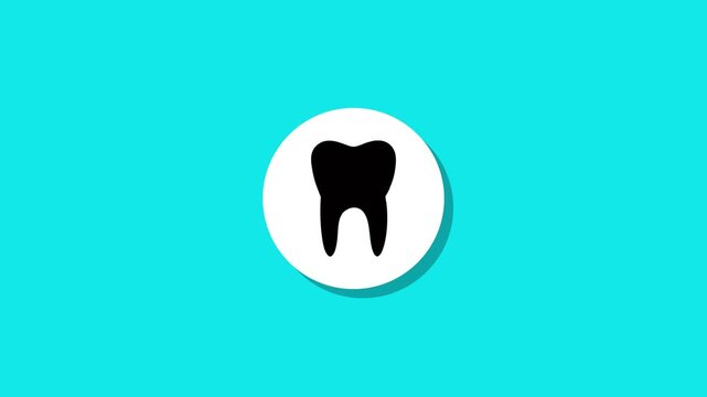 Minimalist dental icon animation with dynamic motion graphic on a vibrant turquoise background