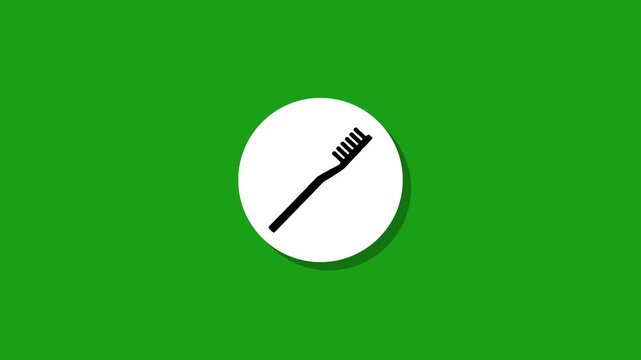 Minimalist toothbrush icon animation on green background featuring smooth motion graphics for dental care hygiene video projects
