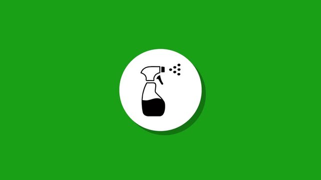 Sprayer bottle icon motion graphic animation green screen background