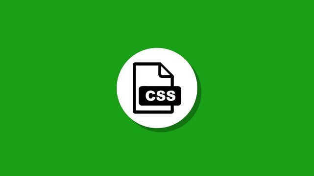 Css file icon animation on green screen chrome key, click on css file icon for development programming css