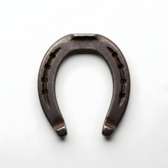 Classic heavy iron horseshoe isolated on white background symbol for good luck charm