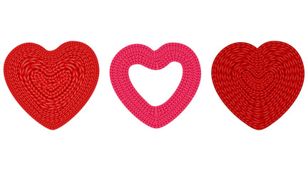 A set of knitted hearts. Handmade vector illustration for your creativity.