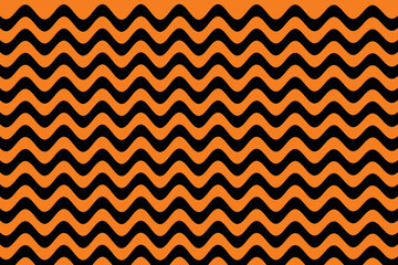 Black color curve on Dark Orange color background. Geometric seamless pattern. Classic pattern.