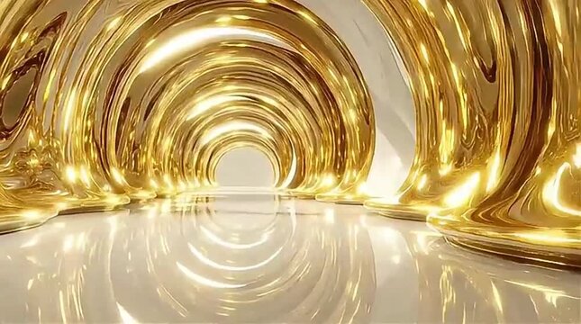 Golden Spiral Tunnel Reflection Creating an Illusionary Depth
