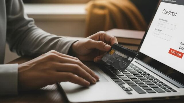 Processing a Secure Online Payment Transaction on Laptop