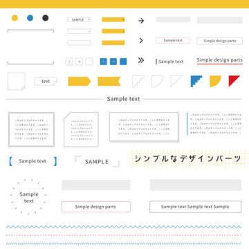 情報整理に使える シンプルPoPデザインパーツセット。WebサイトやDTP向けの汎用性の高い見出し、吹き出し、ボタン、矢印、フレームなどのベクター素材集。Pop Design Elements for Explanation and Comparison.