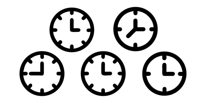 Analog Clock Grid, Four analog clocks arranged in a 2x2 grid, each showing different times.