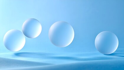 Abstract blue water sphere podium background for cosmetic product display with soft light