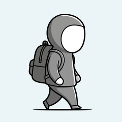 Obraz premium Cartoon astronaut walking with backpack