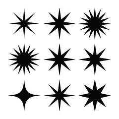 Fototapeta premium A collection of black starburst shapes on a white background