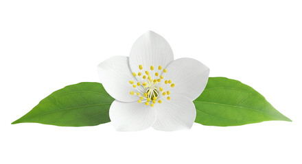 White Jasmine Flower with Green Leaves