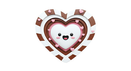 Cute Cartoon Heart with Chocolate and Pink Accents
