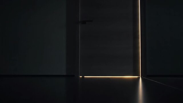 Quiet transition to darkness. A door closing in silence with light behind it slowly disappearing