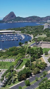 Marina Da Gloria At Rio De Janeiro Brazil. Aerial View Of Stunning Beach With Crystal Clear Waters. Infrastructure Landscape Commercial Building Stunning. Urban Commercial Building Town.