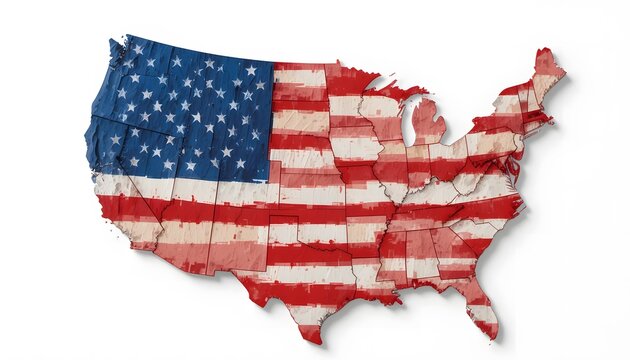 Creative map of the united states resembling the american flag. 13 colonies flag