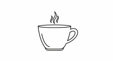 Obraz premium Steaming Hot Drink Cup Icon with Wavy Lines on Isolated White Background Representing Comfort