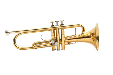 Obraz premium Golden Brass Trumpet with Valve Mechanism