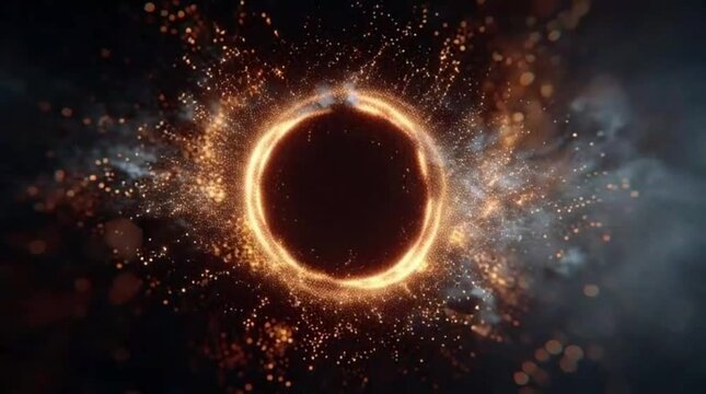 A glowing nebula and distant planets illuminate this abstract galaxy background where cosmic light and stars dance across the dark universe to create a fantasy space for text