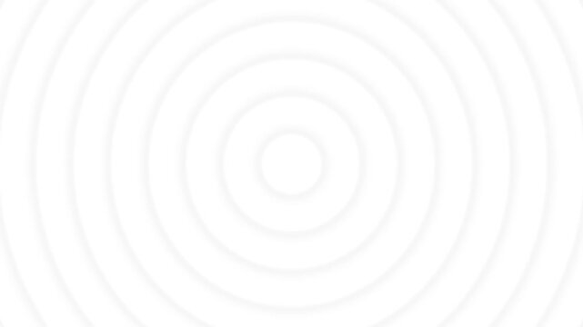 Soft concentric circle loop on a white background. Silver outlined circles move gently like a kaleidoscope, expanding and repeating to create a calm and minimal visual. 4K Motion Graphics.