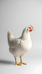 Elegant White Broiler Hen in Pristine Studio Setting, Healthy Farm Animal Portrait