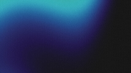 Obraz premium Abstract gradient from cyan to deep purple, fading into black with a grainy texture. Atmospheric digital background ideal for creative, tech, or modern design projects.