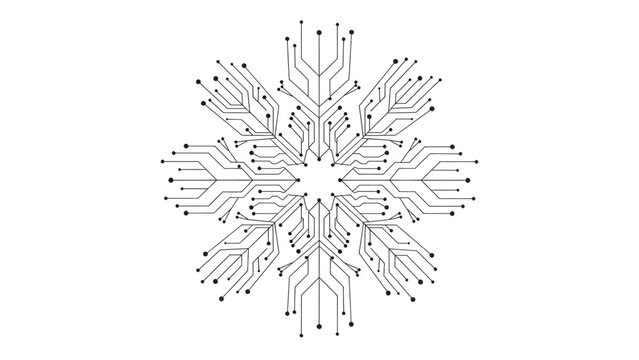 Digital Snowflake Circuit Board Pattern Technology Concept.
