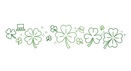 Illustration of Clover Leaves and Flowers. © Avis