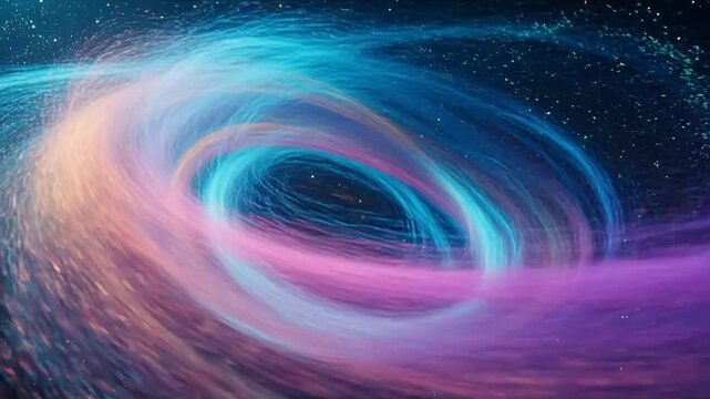 Vibrant swirling vortex of colored light in a cosmic space environment viewed from a dynamic perspective