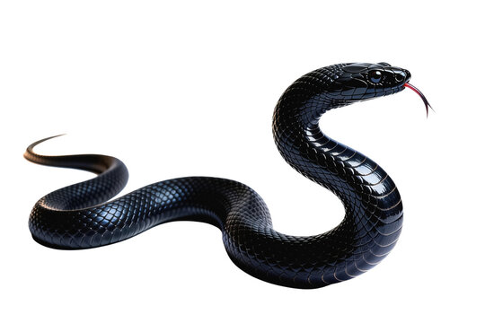 Black Cobra Snake with Forked Tongue in Attack Pose