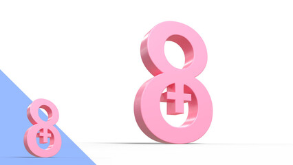 Logo pour la journée internationale des droits des femmes, combinant le chiffre 8 du 8 mars et le symbole féminin - rendu 3D © Fox_Dsign