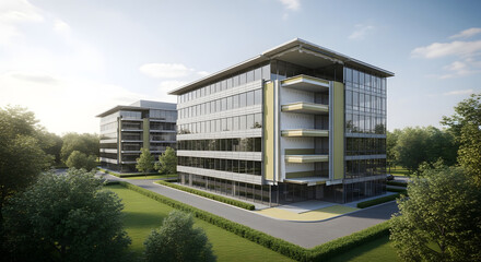 Modern Office Buildings with Advanced Thermal Building Envelope Enhancing Energy Efficiency